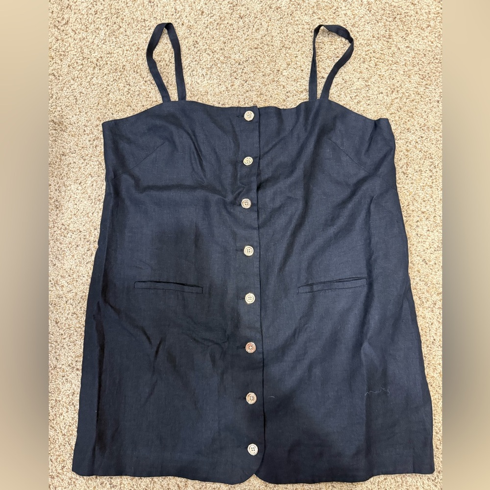 NWT J Crew Black Linen Button-Down Mini Dress